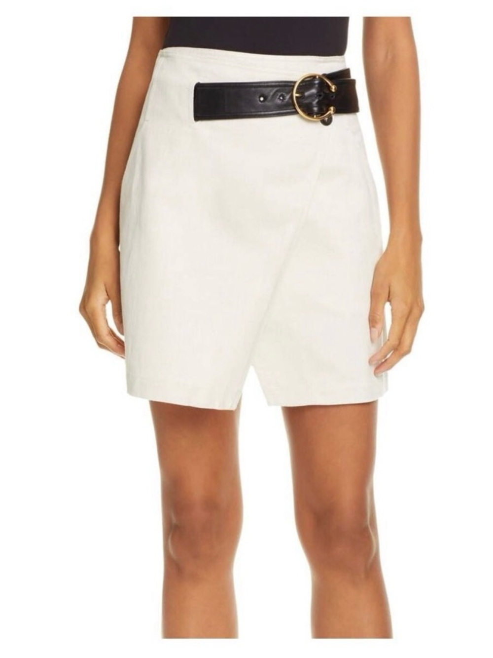A.L.C. Cream Wrap Skort with Black Button Detail